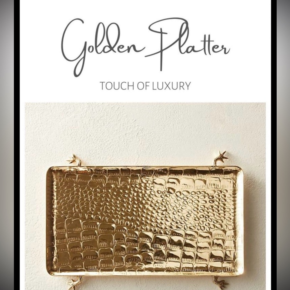 Gold Crocodile Embossed Tray CB2